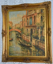 Zámecký obraz - Benátky - olej na plátně
