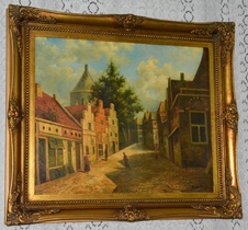 Zámecký obraz - Město - olej na plátně