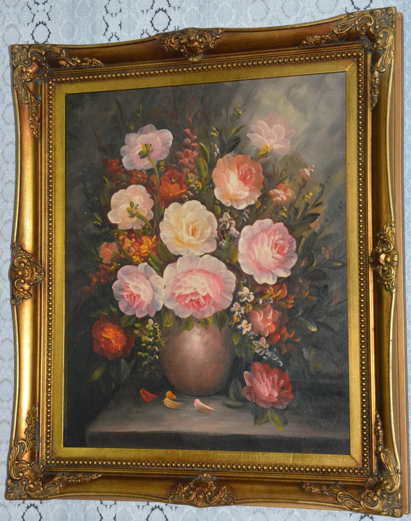 Zámecký obraz - Zátiší - olej na plátně