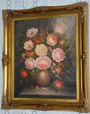 Zámecký obraz - Zátiší - olej na plátně