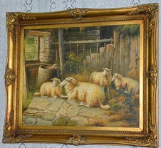 Zámecký obraz - Ovečky - olej na plátně