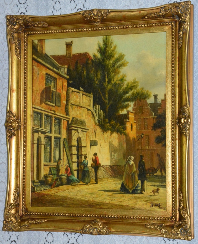 Zámecký obraz - Město - olej na plátně