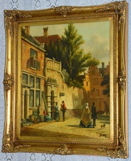 Zámecký obraz - Město - olej na plátně