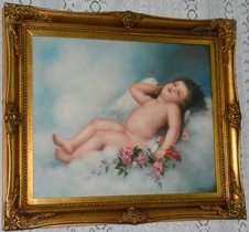 Zámecký obraz - Amorek - olej na plátně