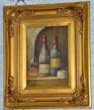 Zámecký obraz - Zátiší s vínem - olej na desce