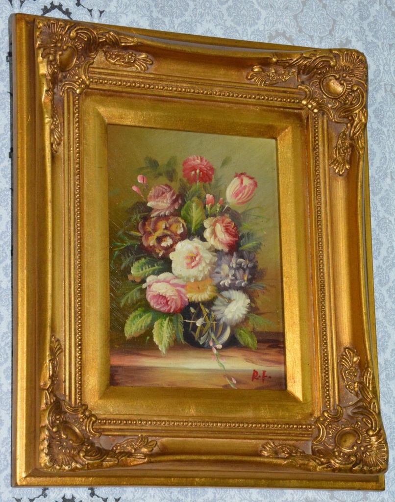 Zámecký obraz - Zátiší - olej na desce