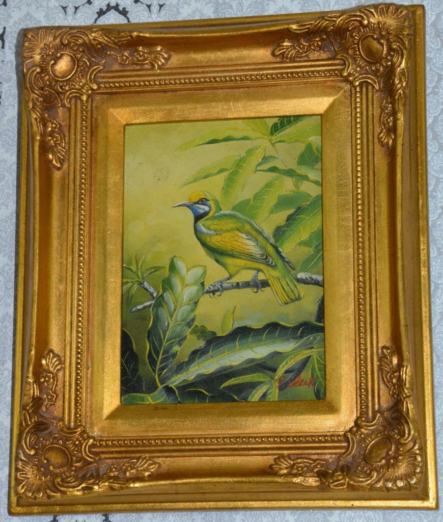 Zámecký obraz - Ptáček - olej na desce