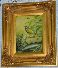 Zámecký obraz - Ptáček - olej na desce