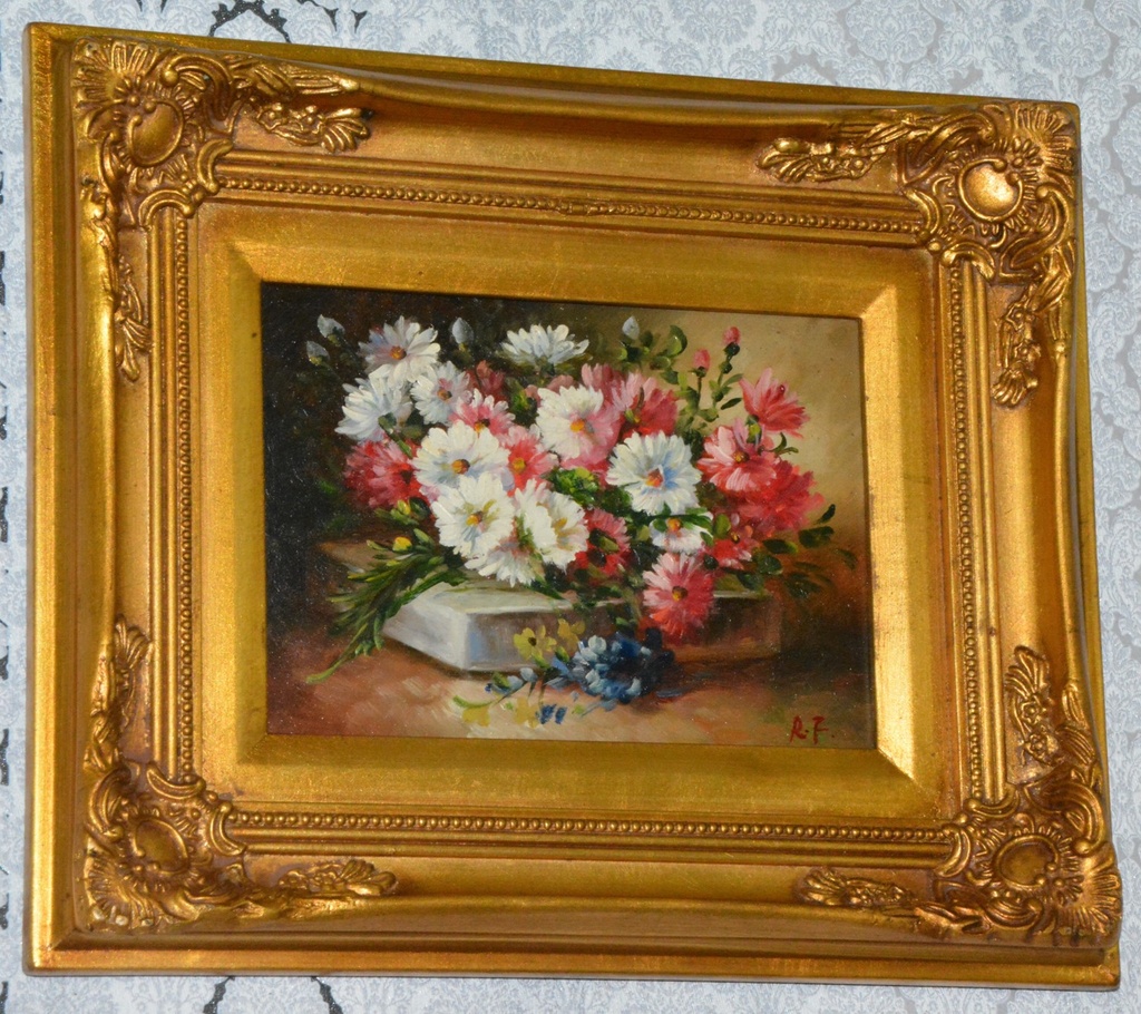 Zámecký obraz - Zátiší - olej na desce