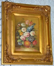 Zámecký obraz - Zátiší - olej na desce