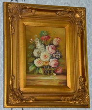 Zámecký obraz - Zátiší - olej na desce