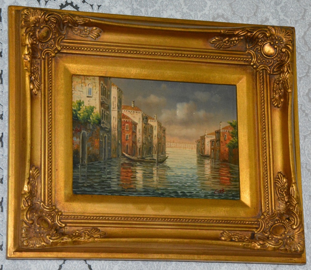 Zámecký obraz - Benátky - olej na desce