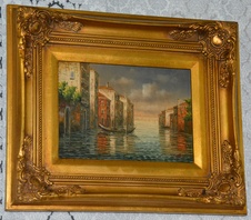 Zámecký obraz - Benátky - olej na desce