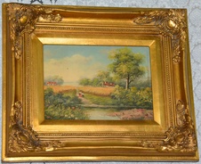 Zámecký obraz - Romantika - olej na desce