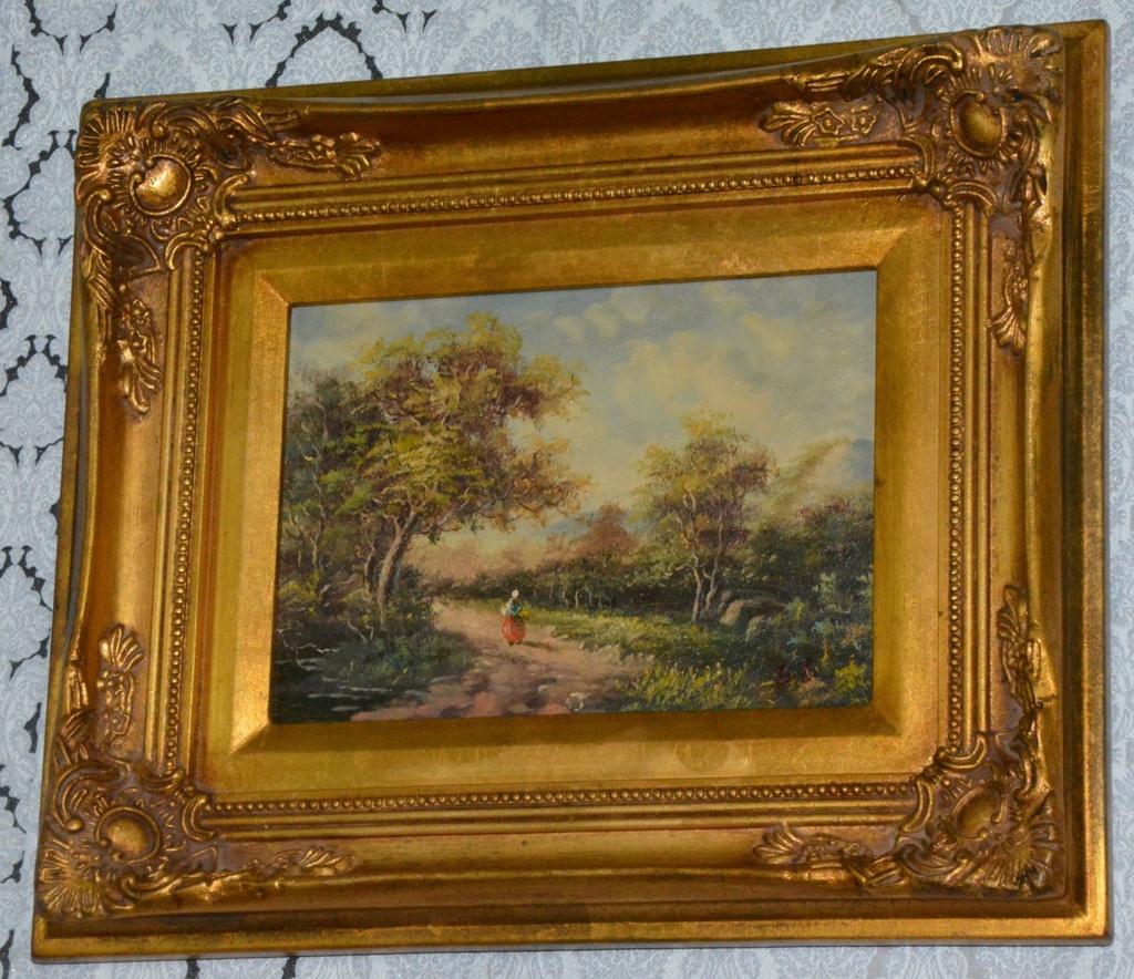 Zámecký obraz - Romantika - olej na desce