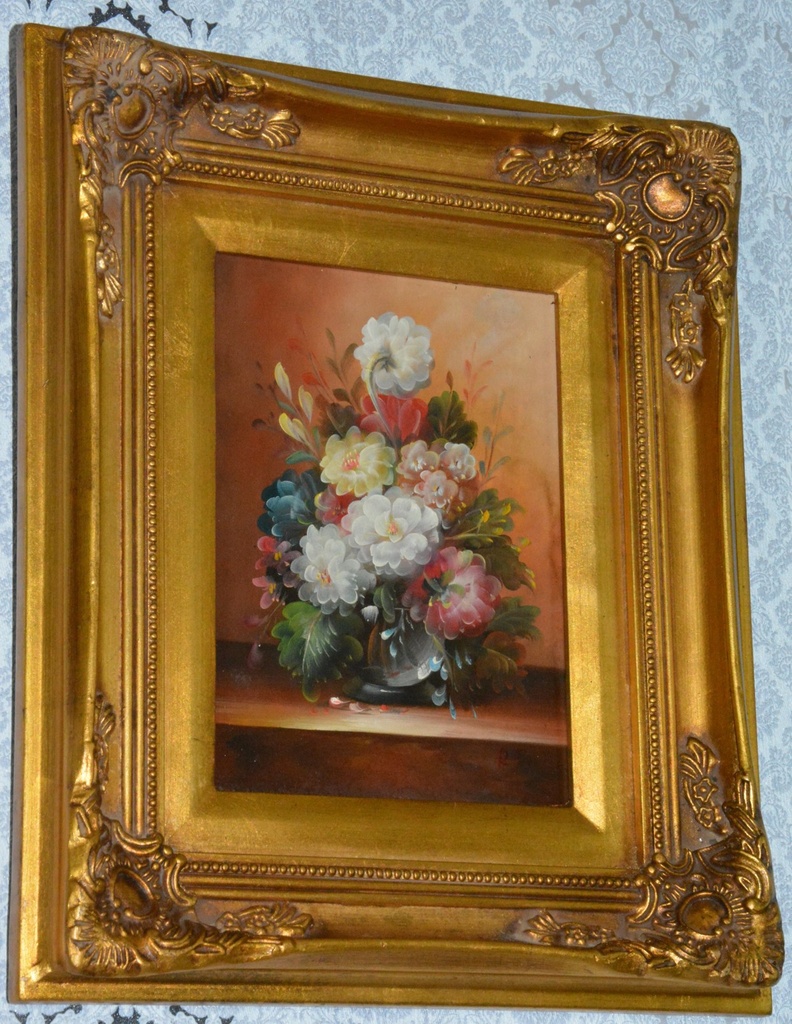 Zámecký obraz - Zátiší - olej na desce