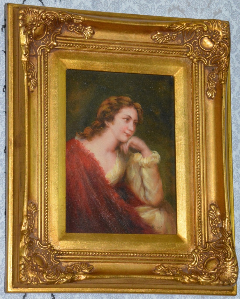 Zámecký obraz - Dáma - olej na desce