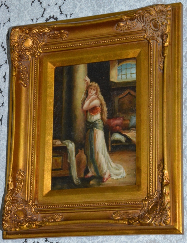 Zámecký obraz - Princezna - olej na desce