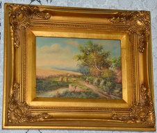 Zámecký obraz - Žně - olej na desce