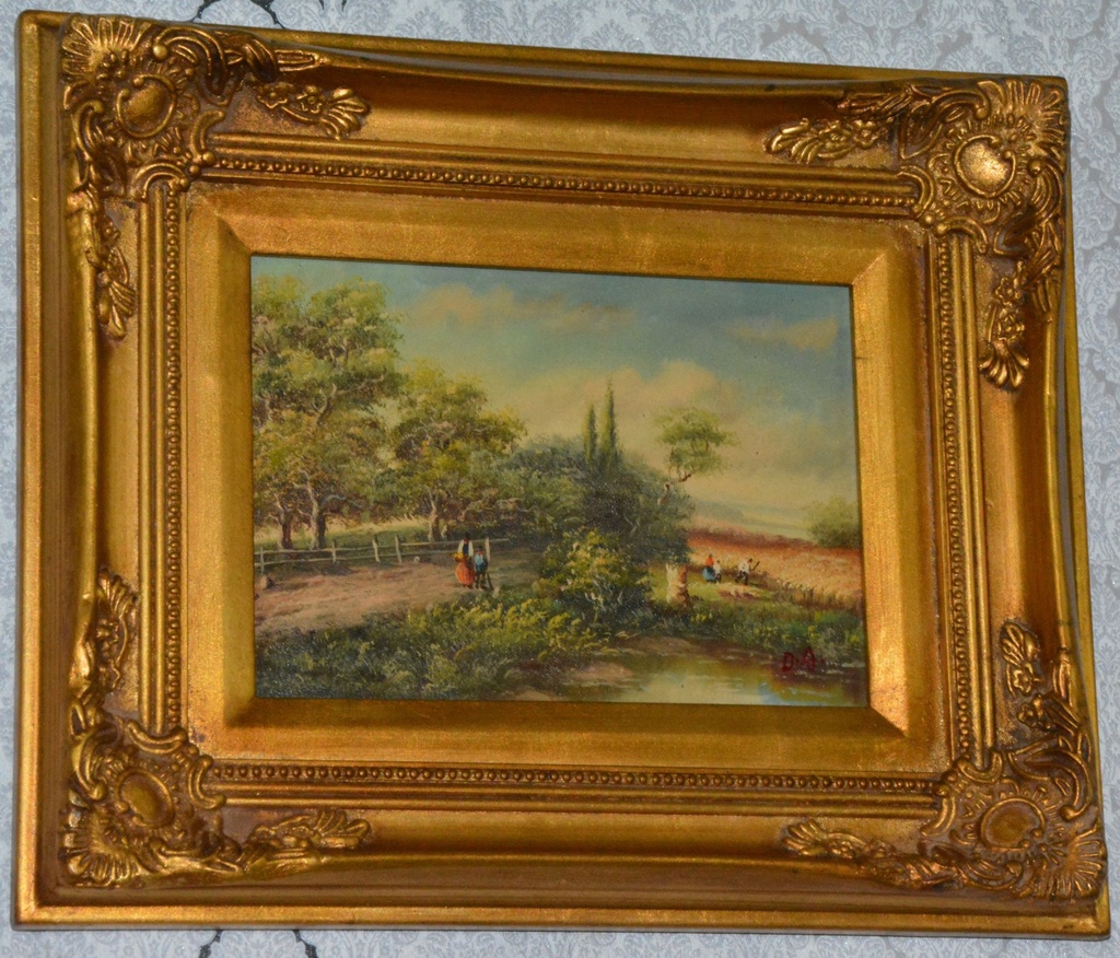 Zámecký obraz - Romantika - olej na desce