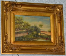 Zámecký obraz - Romantika - olej na desce