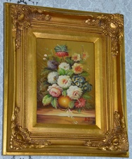 Zámecký obraz - Zátiší - olej na desce