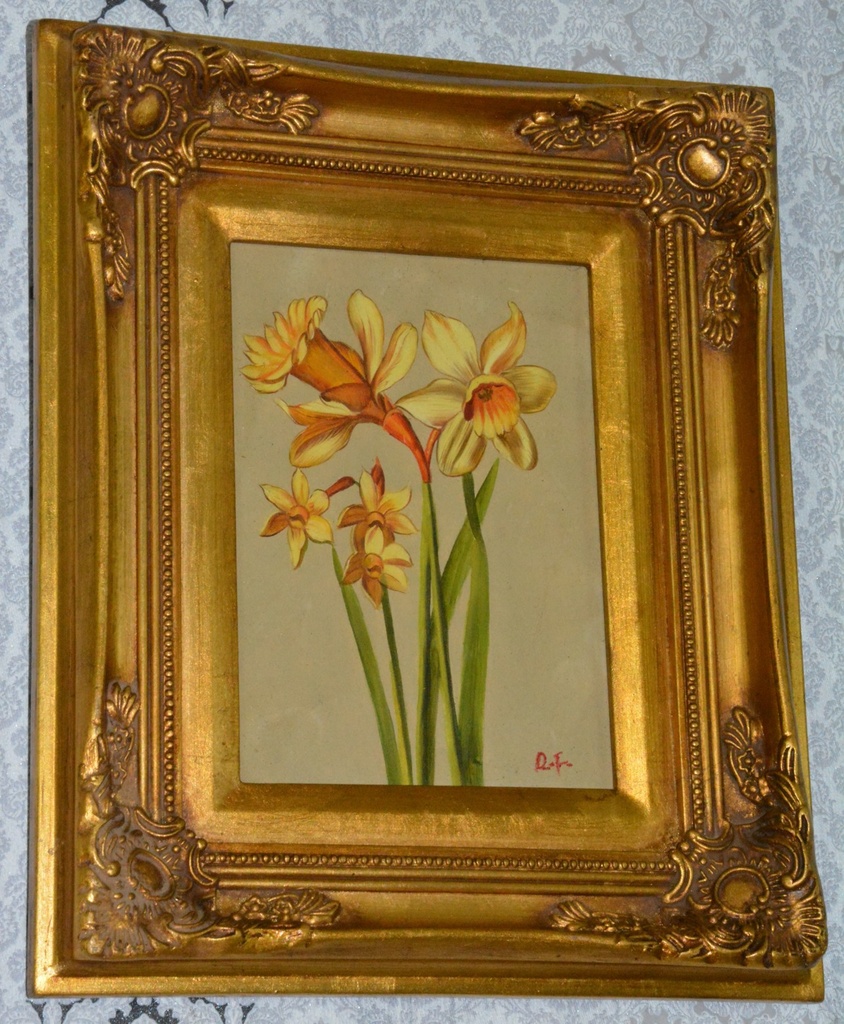 Zámecký obraz - Zátiší - olej na desce