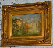 Zámecký obraz - Benátky - olej na desce