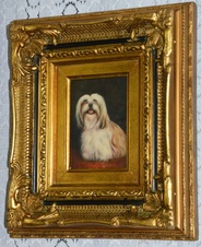Zámecký obraz - Pejsek - olej na desce