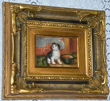 Zámecký obraz - Kotě - olej na desce