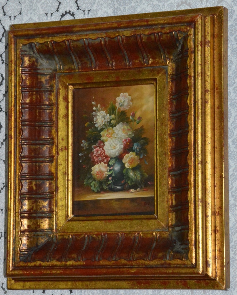 Zámecký obraz - Zátiší - olej na desce