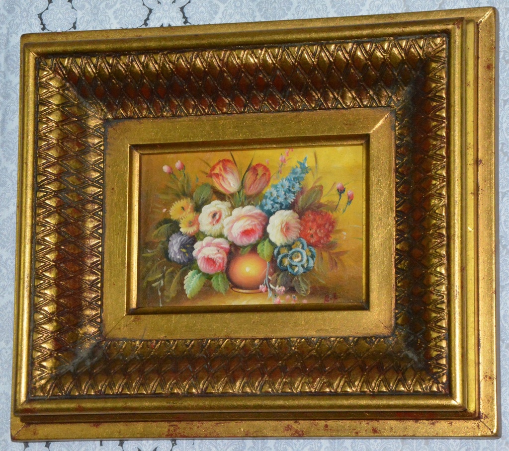 Zámecký obraz - Zátiší - olej na desce