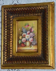 Zámecký obraz - Zátiší - olej na desce