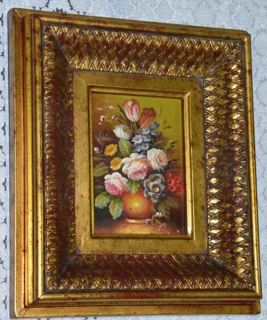 Zámecký obraz - Zátiší - olej na desce