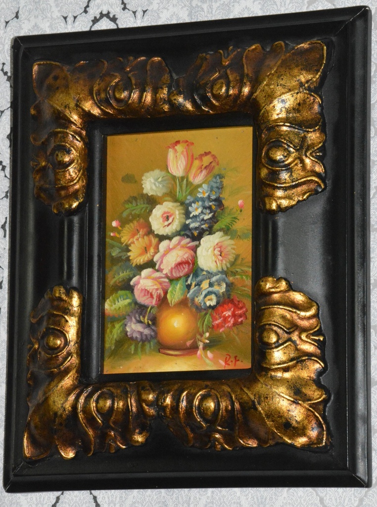 Zámecký obraz - Zátiší - olej na desce