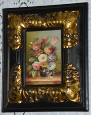 Zámecký obraz - Zátiší - olej na desce