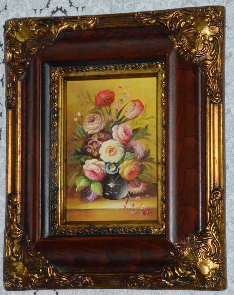 Zámecký obraz - Zátiší - olej na desce