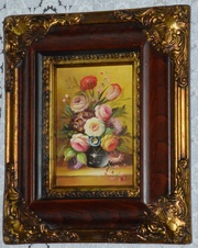 Zámecký obraz - Zátiší - olej na desce