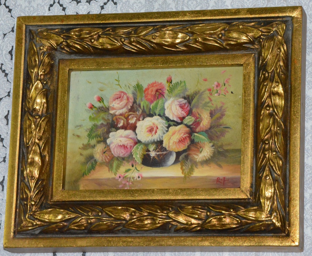 Zámecký obraz - Zátiší - olej na desce