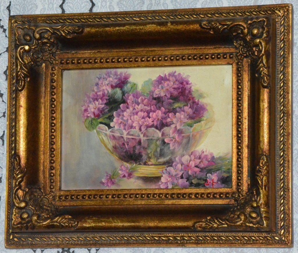 Zámecký obraz - Zátiší - olej na desce