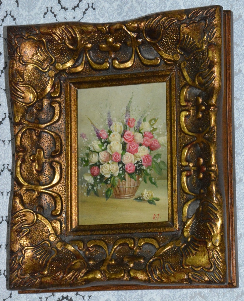 Zámecký obraz - Zátiší - olej na desce