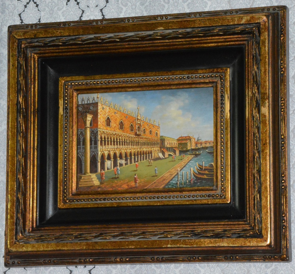 Zámecký obraz - Benátky - olej na desce