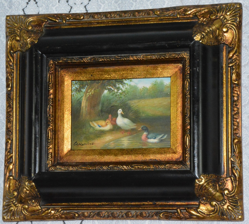 Zámecký obraz - Kačeny - olej na desce