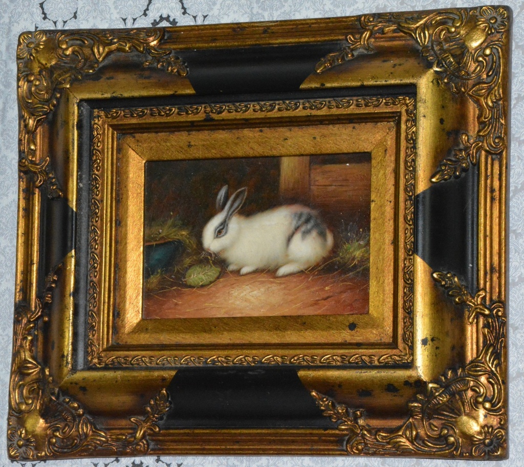 Zámecký obraz - Králík - olej na desce