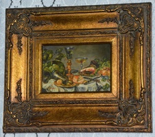 Zámecký obraz - Zátiší - olej na desce