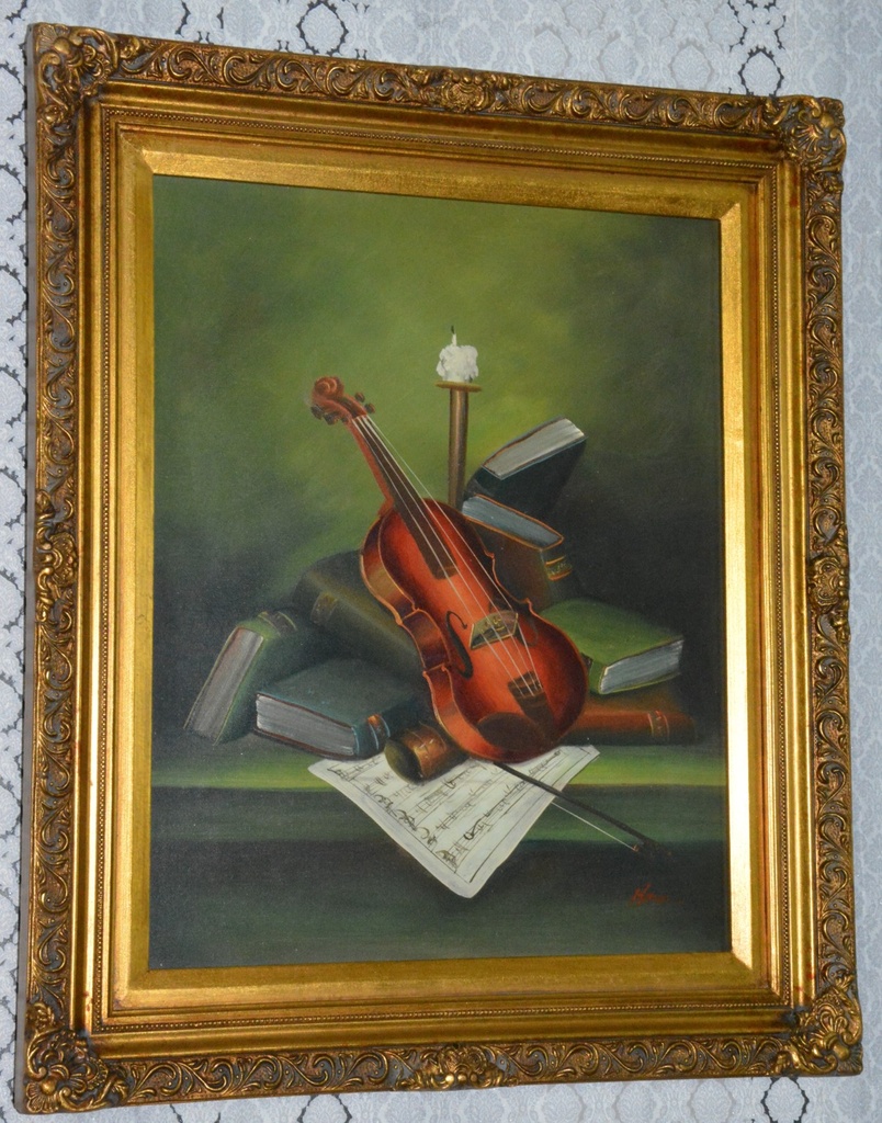 Zámecký obraz - Zátiší - olej na plátně