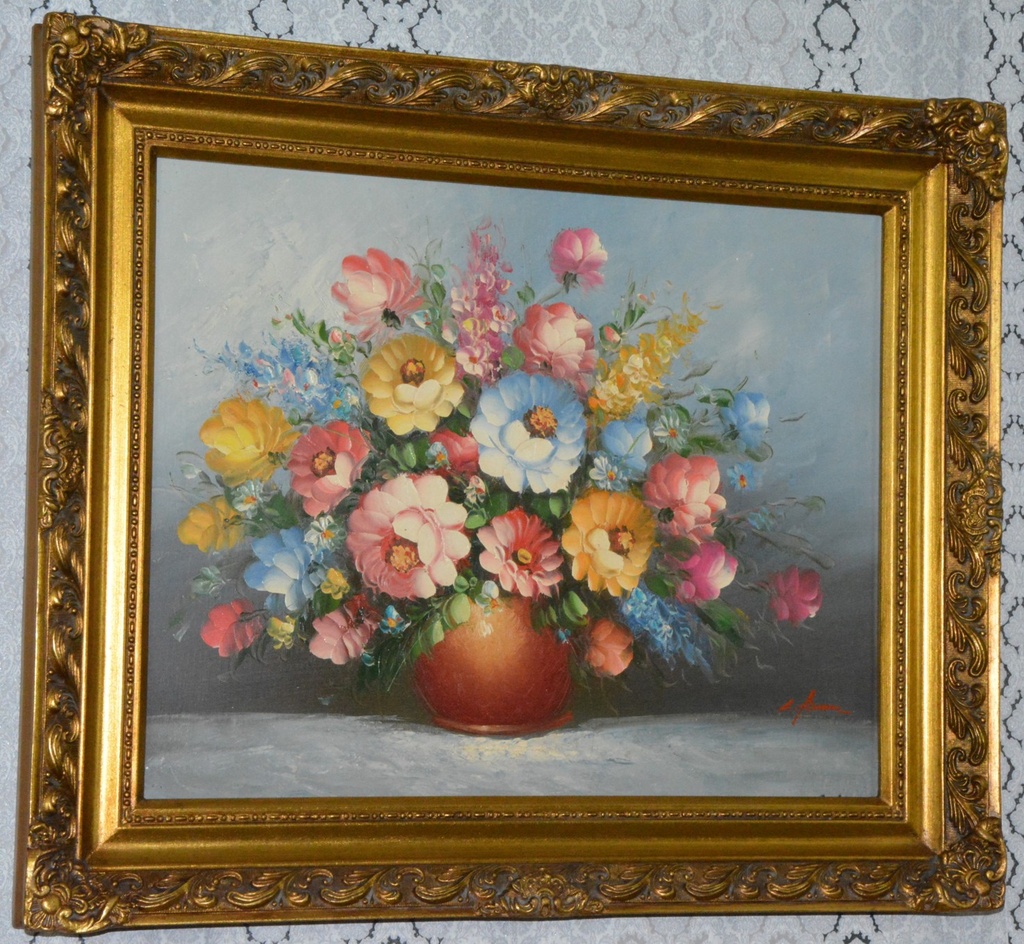 Zámecký obraz - Zátiší - olej na plátně