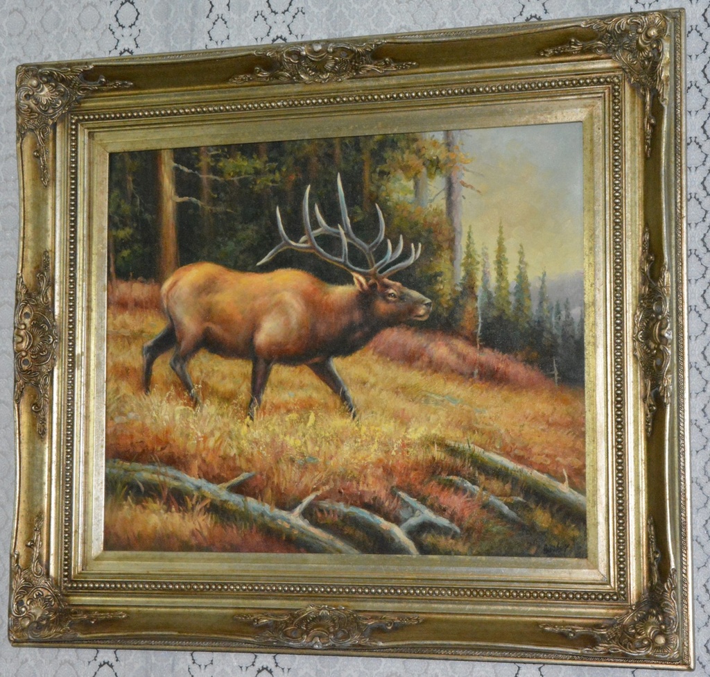 Zámecký obraz - Jelen - olej na plátně