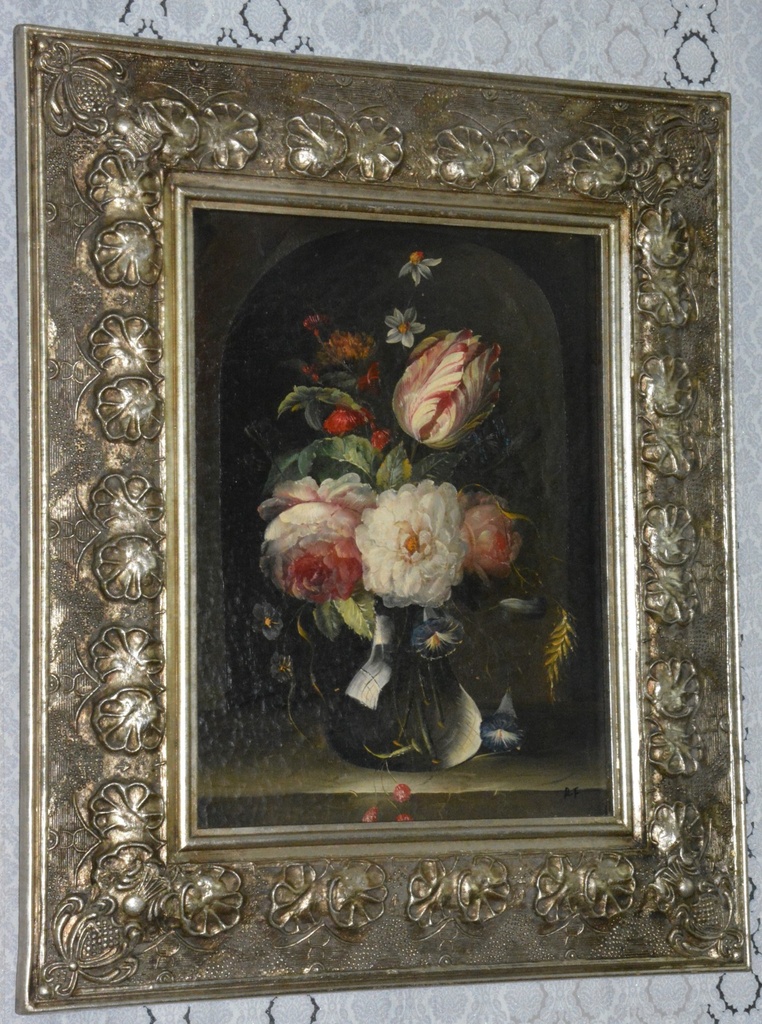 Zámecký obraz - Zátiší - olej na desce