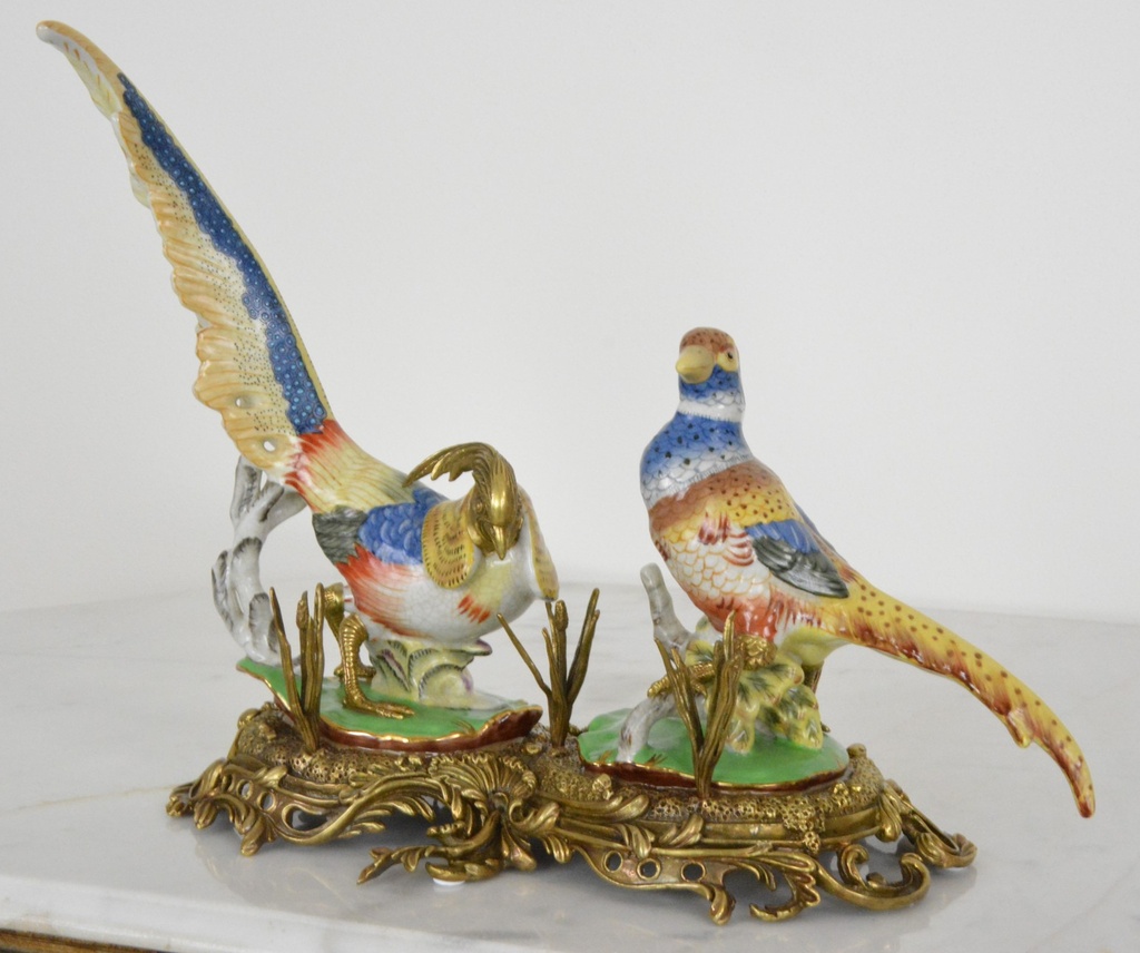 Zámecké sousoší - Bažanti - porcelán + bronz